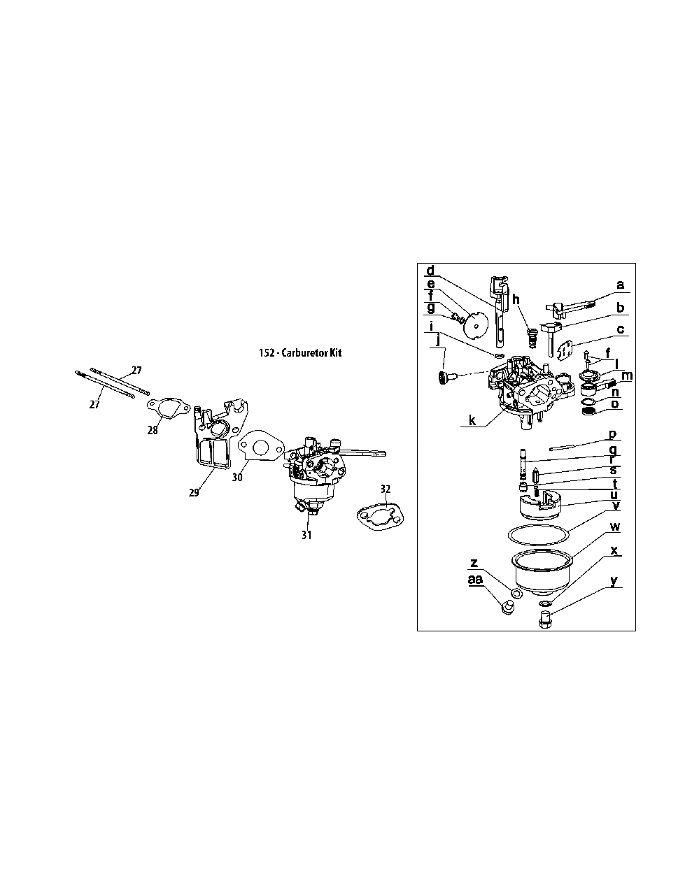 170-Cu Carburetor Diagram and Parts List for CS45M4 (24A-45M4700)(2014) Yard Machines Chipper Shredder